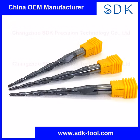 High Speed Solid Carbide Tisin Coating Tapered Ball Nose End Mill for Hardwood