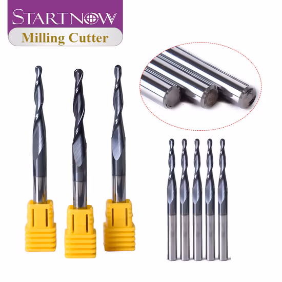 Startnow Milling Cutters Two Flutes Spiral Tapered Ball Nose End Mills Aluminum Plastics CNC Router Bit CNC Tool Bits